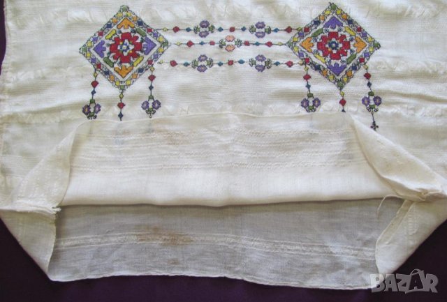 19 век Фолк Арт Копринен Кенар Калъфка за Възглавница, снимка 4 - Антикварни и старинни предмети - 35399551