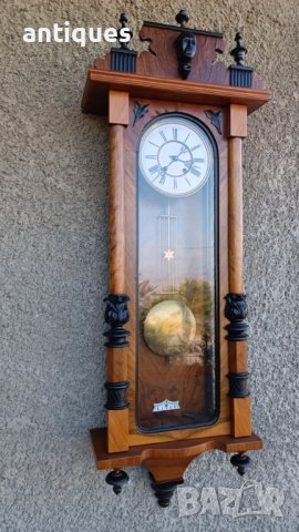 Голям стенен часовник - Carl Werner - Антика - 1900"г., снимка 4 - Антикварни и старинни предмети - 42636835