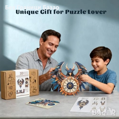 Нов Дървен Механичен 3D Пъзел Часовник Thunderbird – Хоби и Декор дом, снимка 6 - Други - 52502762