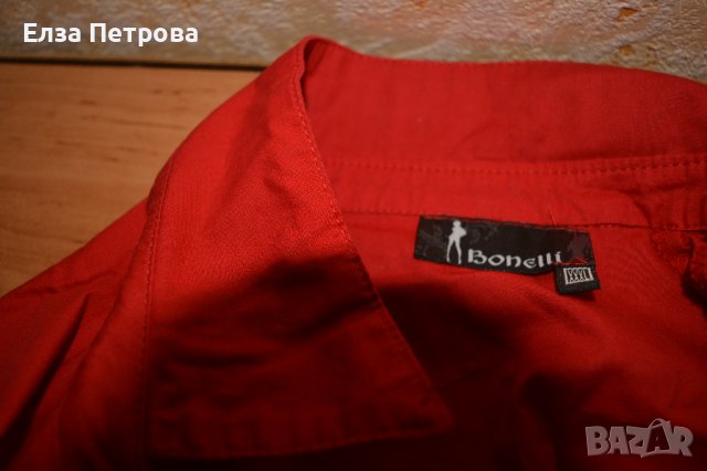 Нестандартна памучна червена риза, произведена в България, снимка 3 - Ризи - 42326810