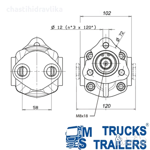 Зъбна помпа OMFB UNI NPLH 25 10500410252, снимка 4 - Части - 52115239