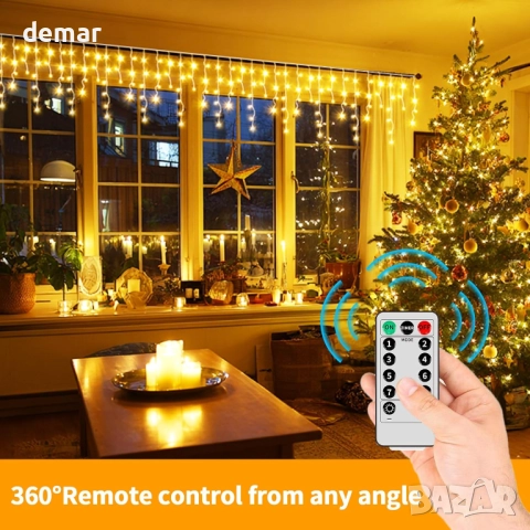 Коледни светлини тип „ледуни“, 25M+5M 800 LED, 8 режима, снимка 6 - Декорация за дома - 52520688