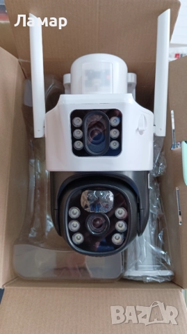 Двойна Соларна безжична водоустойчива камера WIFI 10MP LED осветяване, снимка 2 - IP камери - 51893159