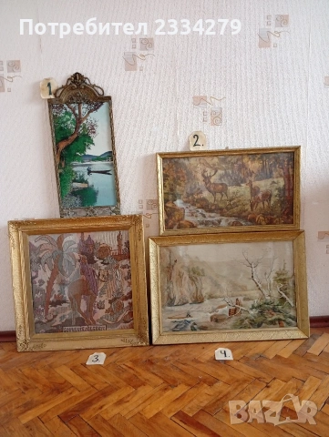 Стари гоблени в красиви остъклени барокови дървени орнаментирани рамки. , снимка 2 - Гоблени - 47731852