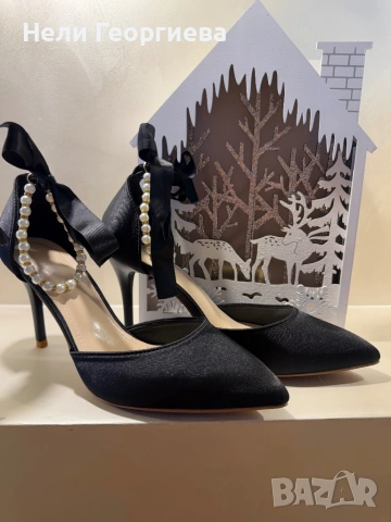 Сатенени обувки, снимка 6 - Дамски обувки на ток - 53140802