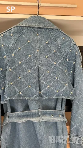 Ново Дълго дънково яке с камъни, снимка 5 - Якета - 47506340