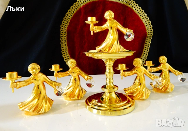 Позлатен бронзов свещник Ангел,BMF,модел Play Light. , снимка 10 - Антикварни и старинни предмети - 52900455