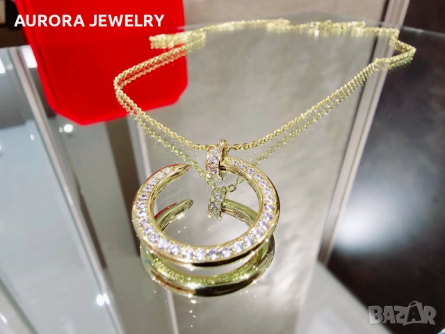 CARTIER Nail Juste un Clou Gold Paved Diamonds Дамско Колие Пирон