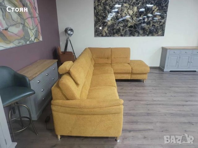 Ъглов диван от плат цвят канела DAKAR с електрически релакс механизъм, снимка 9 - Дивани и мека мебел - 44216262