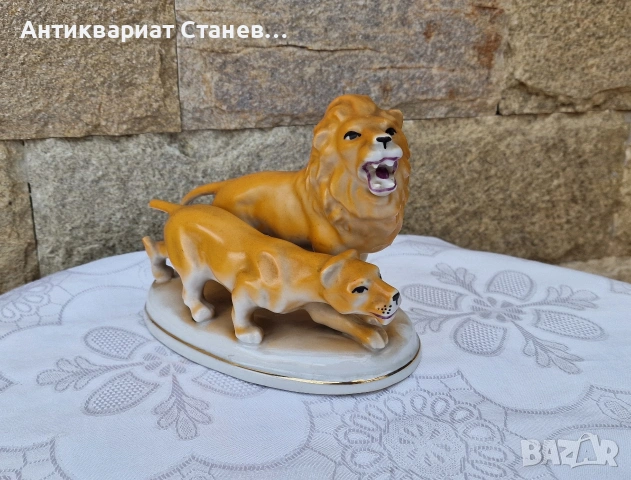 Българска порцеланова фигура- лъв и лъвица, снимка 2 - Декорация за дома - 53875233