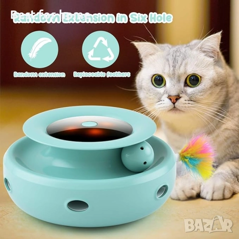 Интерактивна играчка за котки, произволно въртяща се с LED светлини , снимка 4 - За котки - 52963622
