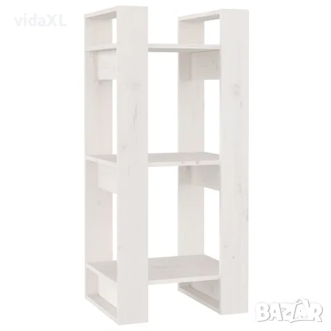 vidaXL Библиотека/разделител за стая, бяла, 41x35x91 см, бор масив