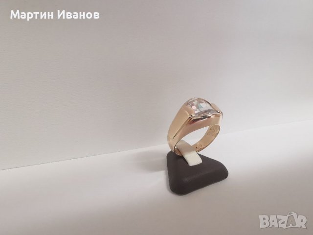 Златен мъжки пръстен с циркон 3, снимка 3 - Пръстени - 25952741