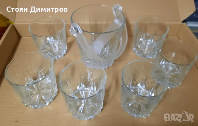 Комплект чаши за уиски и ледарка 