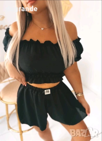 Дамски комплект от две части в бяло к черно, снимка 2 - Комплекти - 51145288