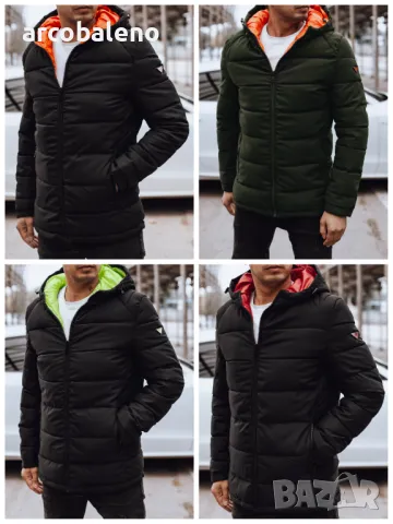 Мъжко зимно ватирано яке с качулка, 4цвята 