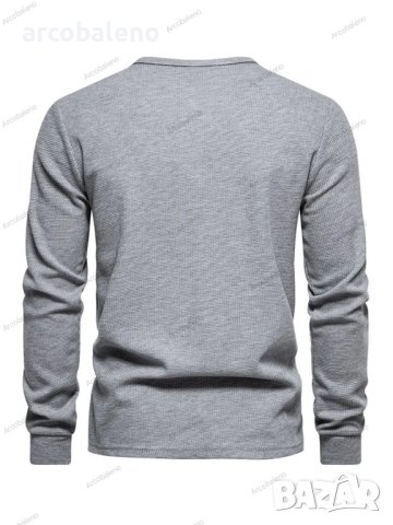 Мъжка тениска с дълги ръкави и четири копчета с гофрирано деколте, 6цвята , снимка 7 - Тениски - 42784166