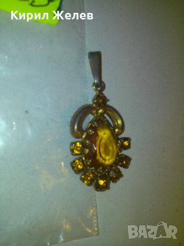 СТАР МЕДАЛЬОН с КАМЪНИ ЦИТРИН БРОНЗОВ 71351, снимка 3 - Колиета, медальони, синджири - 29835634