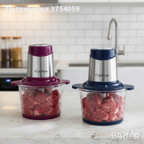 Професионален кухненски чопър Lexical LCH-1916 – бързо и мощно рязане с 4 ножа от неръждаема стомана, снимка 2 - Чопъри и пасатори - 53084711