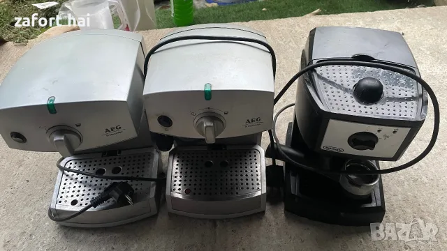 Лот от 3 бр. кафемашини (2x AEG Electrolux и 1x DeLonghi) – НЕ работят, за части