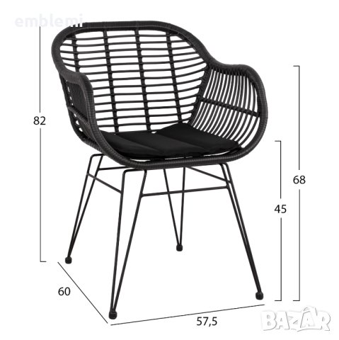 Стол трапезен Allegra HM5450 ЧЕРЕН, снимка 2 - Столове - 44275285