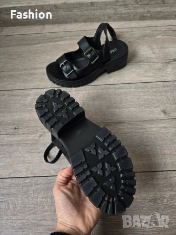 Жестоки дамски черни сандали от еко кожа, снимка 3 - Сандали - 53083082