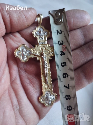 Кръст жълто и бяло злато 14к, снимка 8 - Колиета, медальони, синджири - 54229710