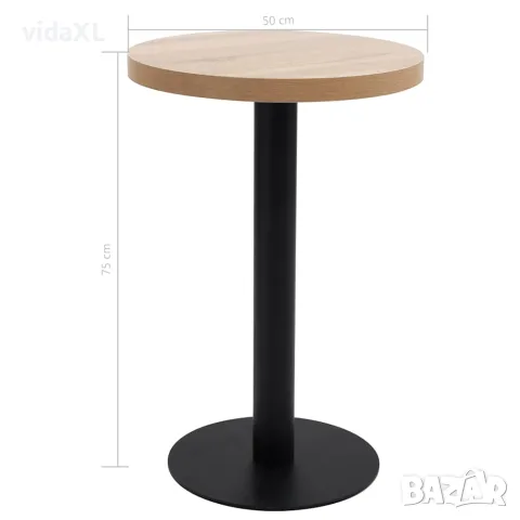vidaXL Бистро маса, светлокафява, 50 см, МДФ, снимка 4 - Маси - 56146521