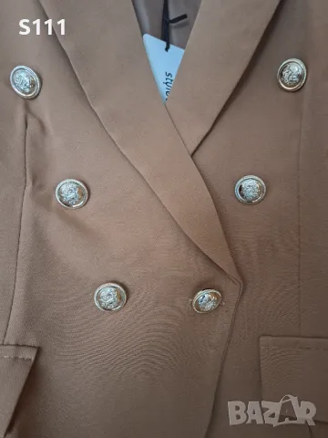 Елегантно дамско сако в актуален цвят Camel, снимка 4 - Сака - 49753816