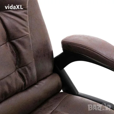 vidaXL Офис стол, тъмнокафяв, изкуствена велурена кожа, снимка 4 - Столове за офис - 56146288