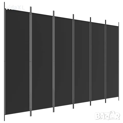 vidaXL Параван за стая, 6 панела, черен, 300x200 cм, плат