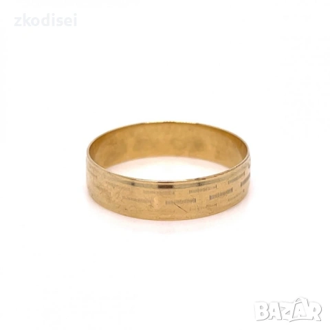 Златен пръстен брачна халка 3,31гр. размер:69 14кр. проба:585 модел:31341-1, снимка 2 - Пръстени - 53116572