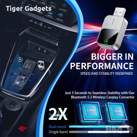 SOSECCE K2-G Wireless CarPlay Android Auto адаптер 2в1 безжичен, снимка 3 - Аксесоари и консумативи - 54188924