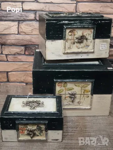 Винтидж дървени кутии 3 в 1