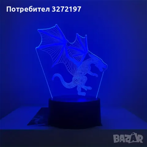 Холограмна 3D LED лампа Летящ Дракон,RGB Седемцветен Интелигентен Контрол,USB, снимка 2 - Настолни лампи - 49514787