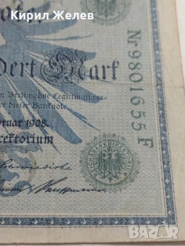 Райх банкнота - Германия - 100 марки / 1908 година- 17944, снимка 5 - Нумизматика и бонистика - 31034847