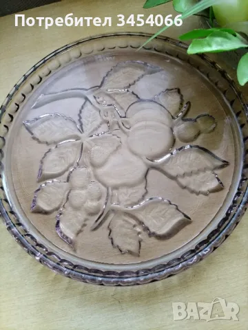 Поднос - лилаво дебело стъкло. , снимка 3 - Чинии - 47712501