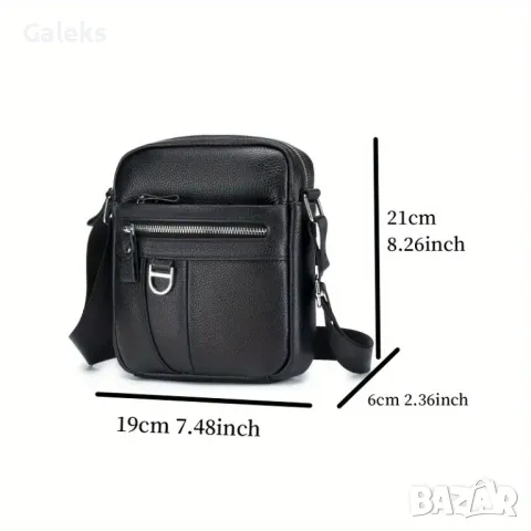 Мъжка Бутикова чантичка за през рамо/Черна естествена кожа!, снимка 8 - Чанти - 49881268