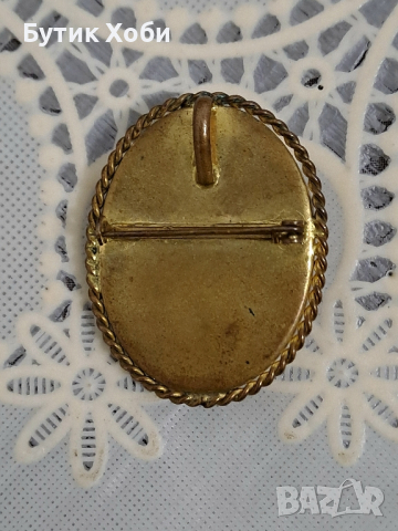 Винтидж брошка камея, снимка 4 - Антикварни и старинни предмети - 44624040