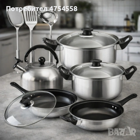 Комплект тенджери и аксесоари от 11 части - издръжливи и устойчиви, снимка 9 - Съдове за готвене - 54035465