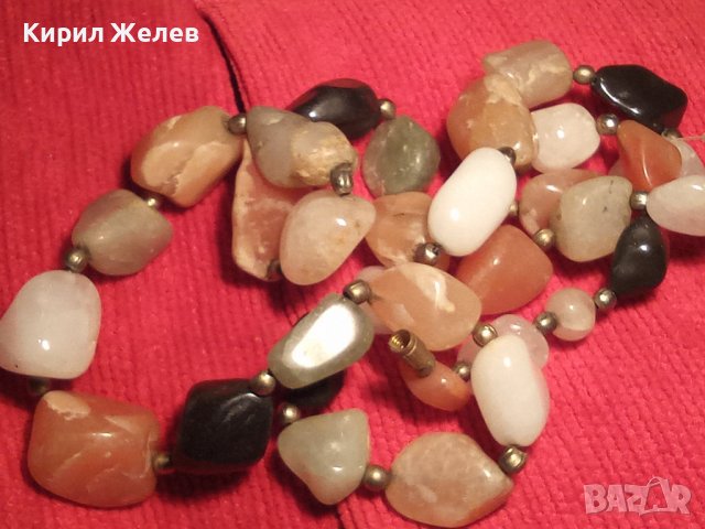 СКЪПОЦЕННО ХЕНД-МЕЙД КОЛИЕ от БЛАГОРОДНИ КАМЪНИ КАРНЕОЛ ХАЛЦЕДОН КВАРЦ АХАТ 22789