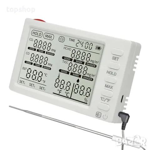 Kethvoz 8 в 1 Монитор за качество на въздуха на закрито с външна сонда