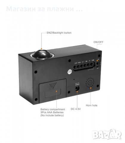 ЧАСОВНИК С ПРОЕКТОР ЗА СТЕНА ИЛИ ТАВАН (МЕТЕОЧАСОВНИК) - код 3605, снимка 8 - Друга електроника - 34240819