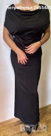Рокля черна дълга еластична, снимка 2 - Рокли - 52026183