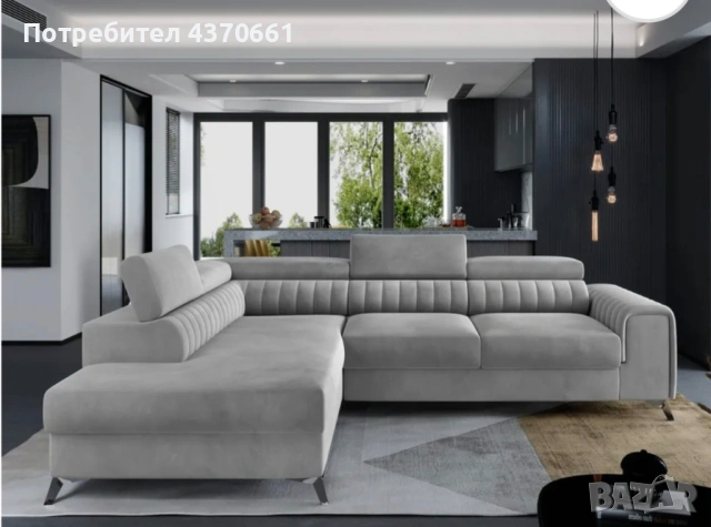 Ъглов Диван разтегателен с ракла - ляв ъгъл, сив, снимка 7 - Дивани и мека мебел - 52964258