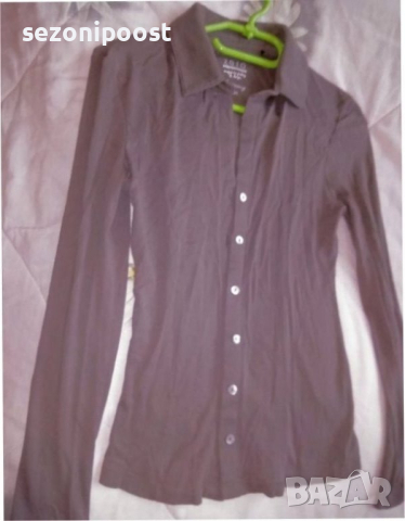 🌼Дамска сива Есенна риза "ZERO" с дълъг ръкав и седефени копчета-С,М,Л🌼