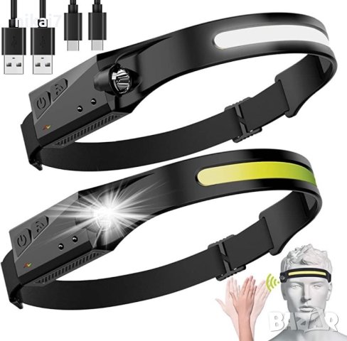 челник за глава LED лента акумулаторен фенер водоустойчив USB, снимка 7 - Къмпинг осветление - 42055150
