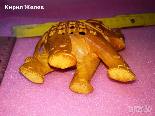 ДЪРВЕНО СЛОНЧЕ ФИНА ДЪРВОРЕЗБА МАЙСТОРСКА АЖУРНА РЪЧНА ИЗРАБОТКА ЧАЕНО ДЪРВО АЗИЯ 26567, снимка 4 - Статуетки - 44313910