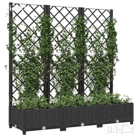 vidaXL Градинска саксия с решетка, черна, 120x40x121,5 см, полипропилен, снимка 7 - Саксии и кашпи - 56146772