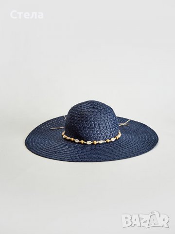 Дамска лятна шапка, с голяма перферия, тъмно синя, нова, с етикет, снимка 2 - Шапки - 37197994